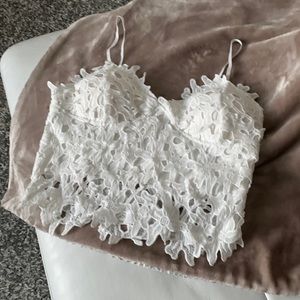 White Lace Crop Top
